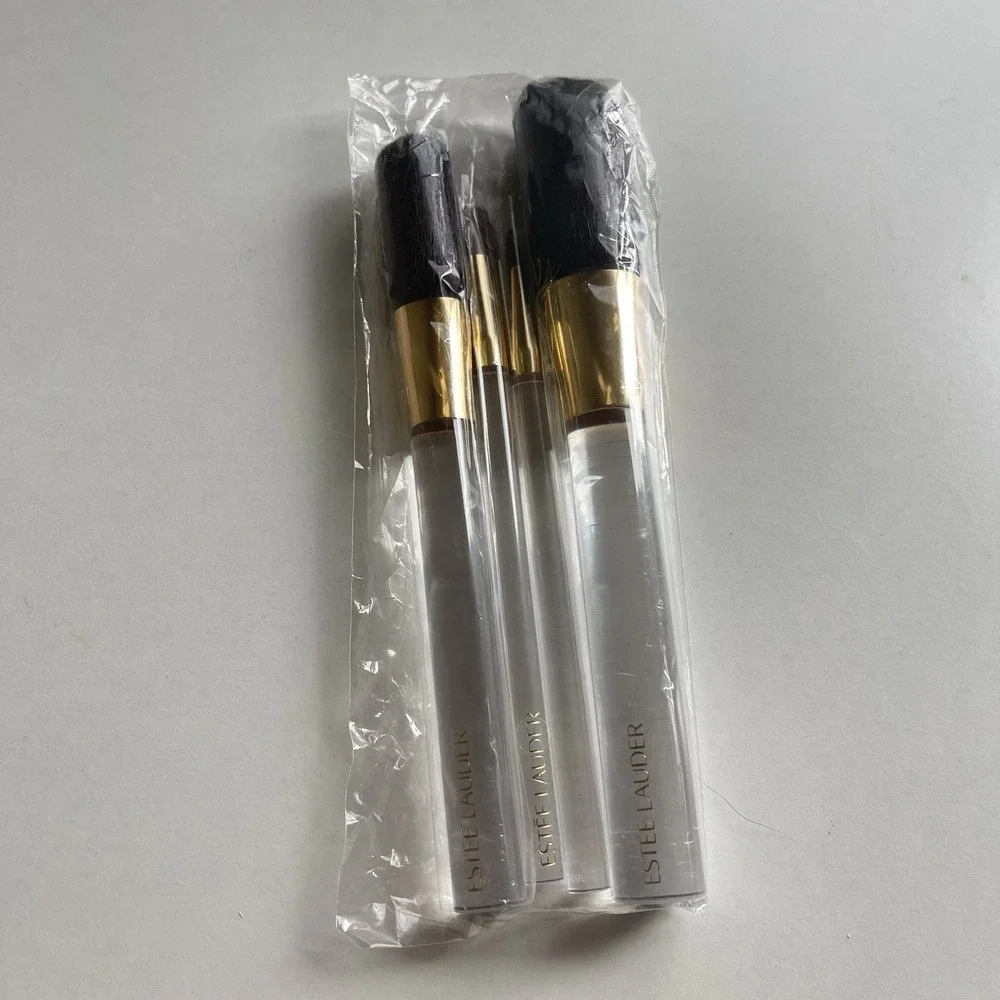 Vtg 4 Set Estee Lauder Makeup Brushes Face Cheeks Eyes Powder/Bronzer Clear Gold